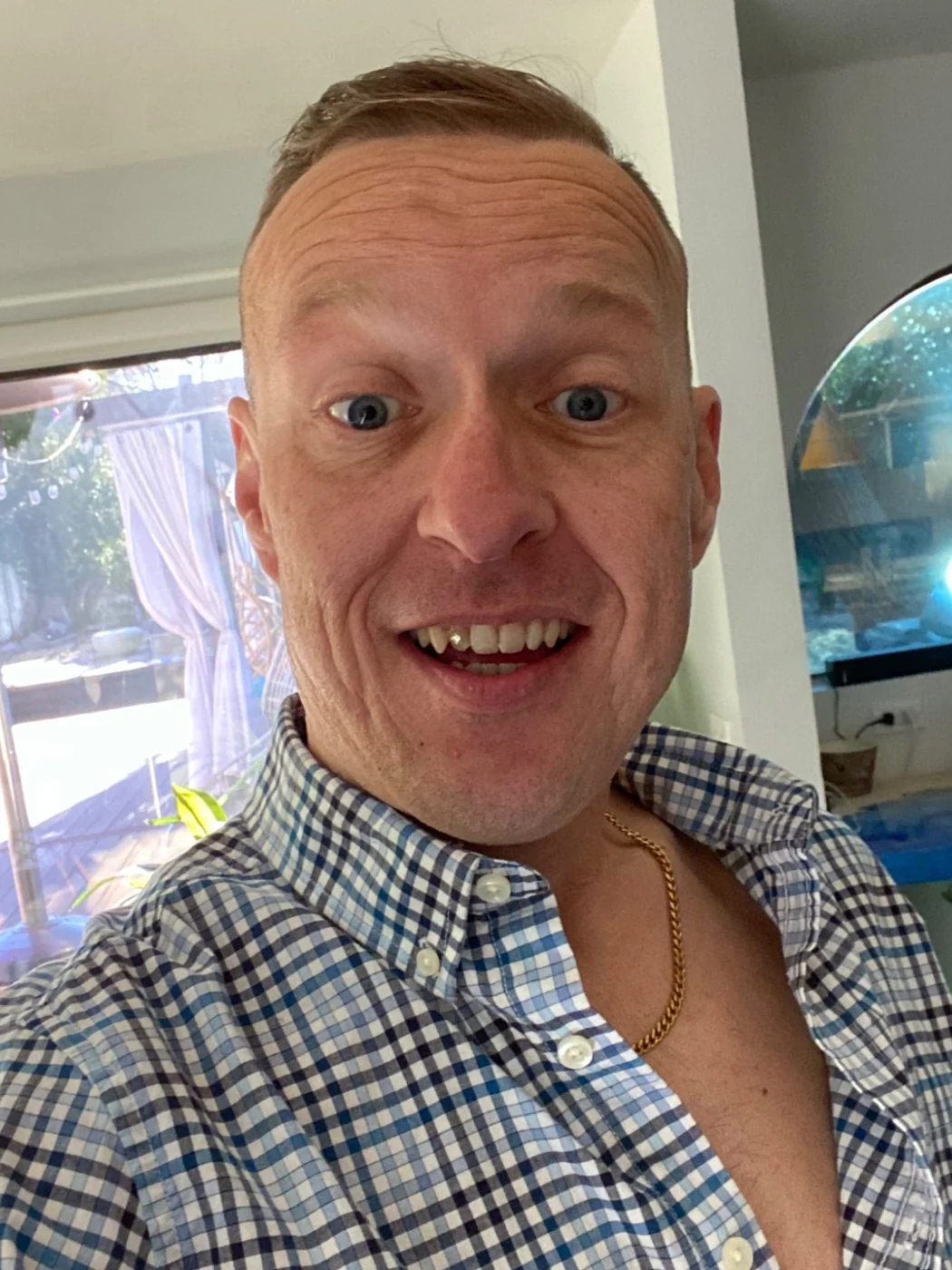 Eric Dikkersun, American adult performer, looking into the camera
